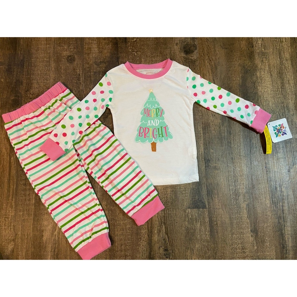 Jane Marie Toddler Girl's 2T Merry‎ & Bright 2-Piece Pajama Set Holiday NWT